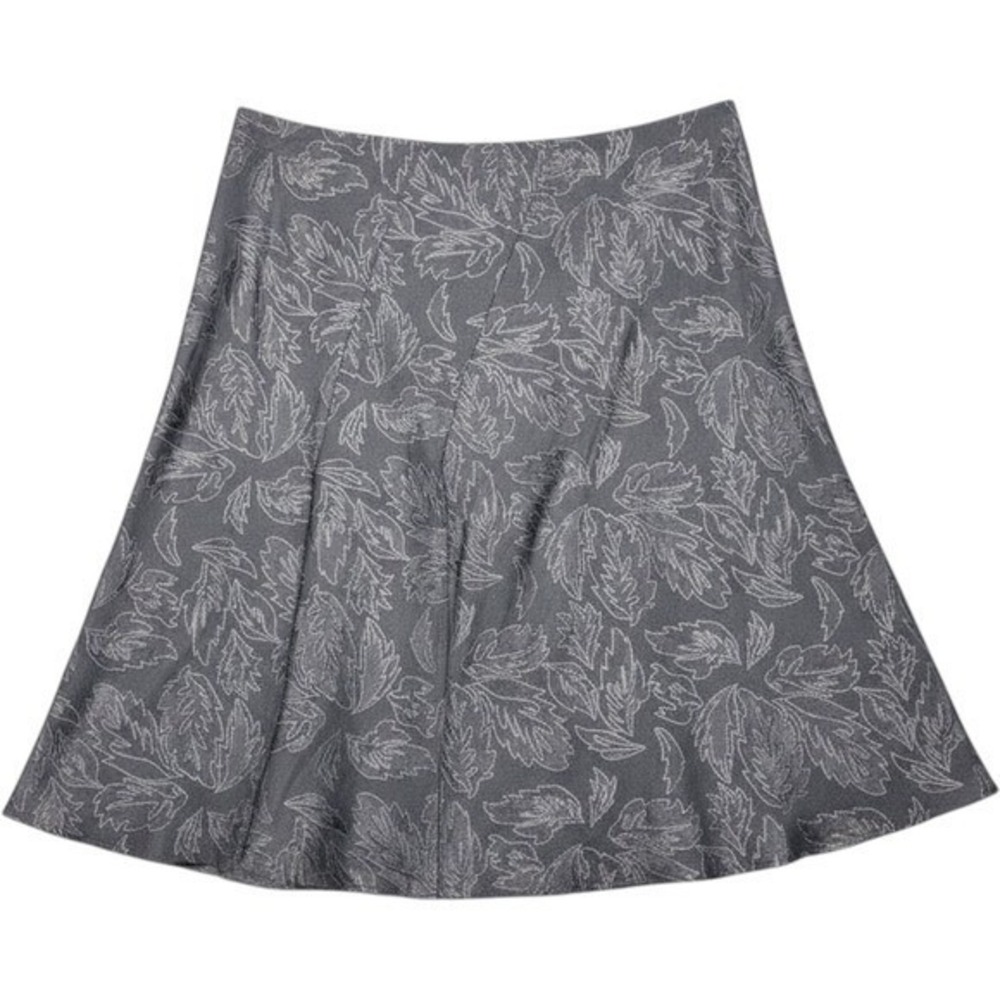Vintage 14 Silver Metallic Skirt Leaf Jacquard‎ A-Line Party Holiday Y2K Fairy